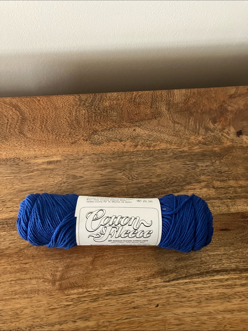 Brown Sheep Cotton Fleece Lapis Blue Cotton Merino Luxury Yarn Skein Italy
